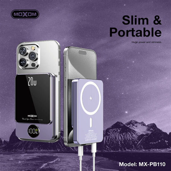 Power Bank MagSafe Moxom MX-PB110 LED PD20W 5000mAh crni - Image 6
