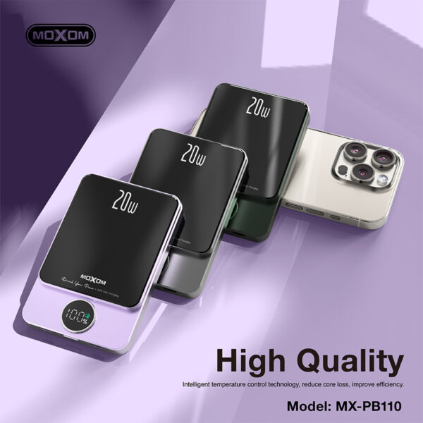 Power Bank MagSafe Moxom MX-PB110 LED PD20W 5000mAh crni - Image 5