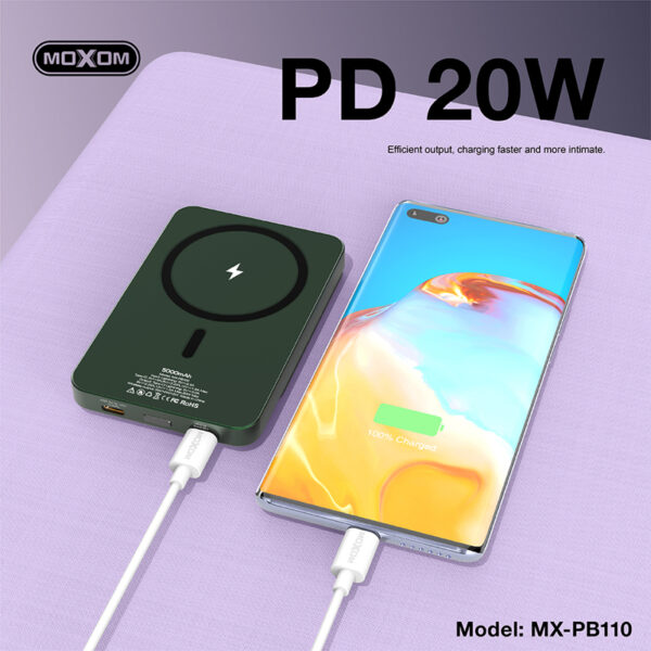 Power Bank MagSafe Moxom MX-PB110 LED PD20W 5000mAh crni - Image 3